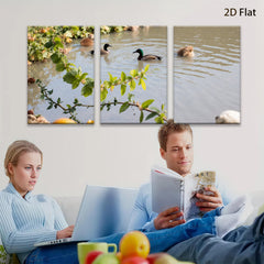 2D flat 1pc Mallard Ducks Peaceful Pond Wildlife Art Living Room Bedroom Gallery Wrapped Canvas Print Modern Farmhouse Wall Decor Cozy Home