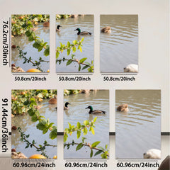 2D flat 1pc Mallard Ducks Peaceful Pond Wildlife Art Living Room Bedroom Gallery Wrapped Canvas Print Modern Farmhouse Wall Decor Cozy Home