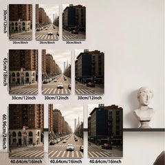 2D flat 1pc Manhattan Street View Cityscape Wall Art Modern Home Decor Living Room Bedroom Canvas Prints Gallery Wrapped Ready to Hang Farmhouse Style