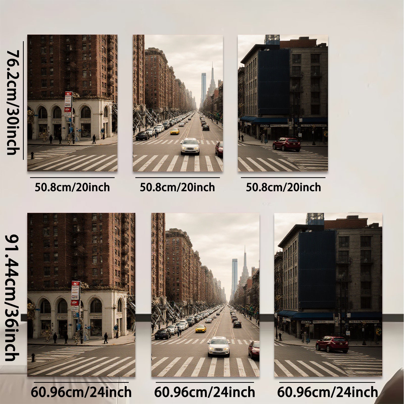 2D flat 1pc Manhattan Street View Cityscape Wall Art Modern Home Decor Living Room Bedroom Canvas Prints Gallery Wrapped Ready to Hang Farmhouse Style