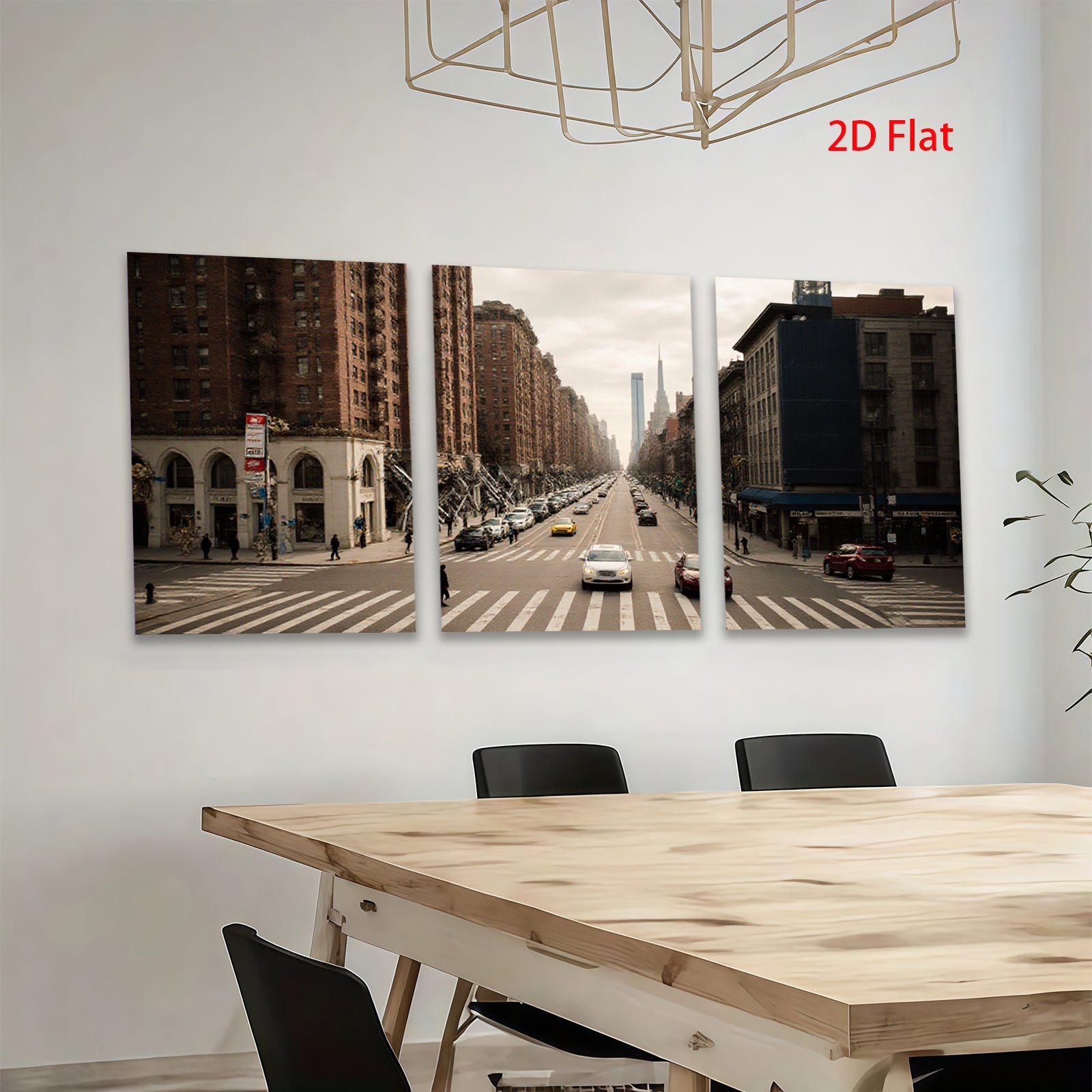 2D flat 1pc Manhattan Street View Cityscape Wall Art Modern Home Decor Living Room Bedroom Canvas Prints Gallery Wrapped Ready to Hang Farmhouse Style