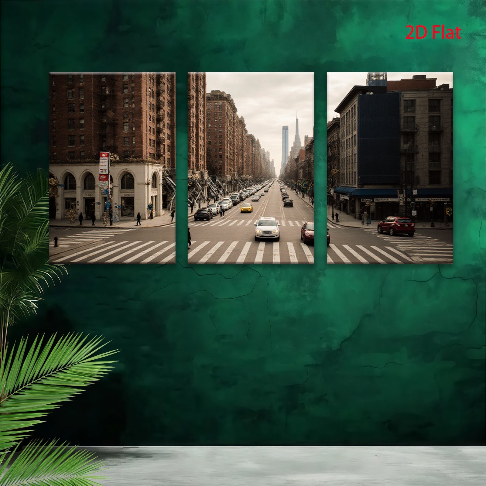 2D flat 1pc Manhattan Street View Cityscape Wall Art Modern Home Decor Living Room Bedroom Canvas Prints Gallery Wrapped Ready to Hang Farmhouse Style