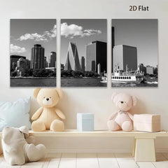 2D flat 1pc Manhattan skyline boat view modern city wall art decor living room bedroom office canvas prints farmhouse style inspirational cozy home decor