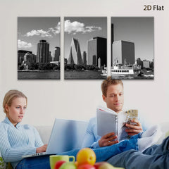 2D flat 1pc Manhattan skyline boat view modern city wall art decor living room bedroom office canvas prints farmhouse style inspirational cozy home decor