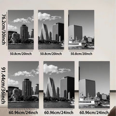 2D flat 1pc Manhattan skyline boat view modern city wall art decor living room bedroom office canvas prints farmhouse style inspirational cozy home decor