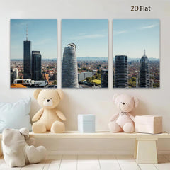 2D flat 1pc Mexico City Skyline Modern Tower Views Cityscape Wall Art Decor Living Room Bedroom Office Gallery Wrapped Canvas Prints Home Décor Farmhouse Rustic Teal Blue
