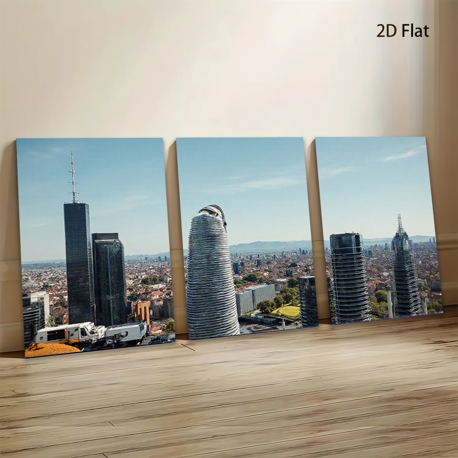 2D flat 1pc Mexico City Skyline Modern Tower Views Cityscape Wall Art Decor Living Room Bedroom Office Gallery Wrapped Canvas Prints Home Décor Farmhouse Rustic Teal Blue