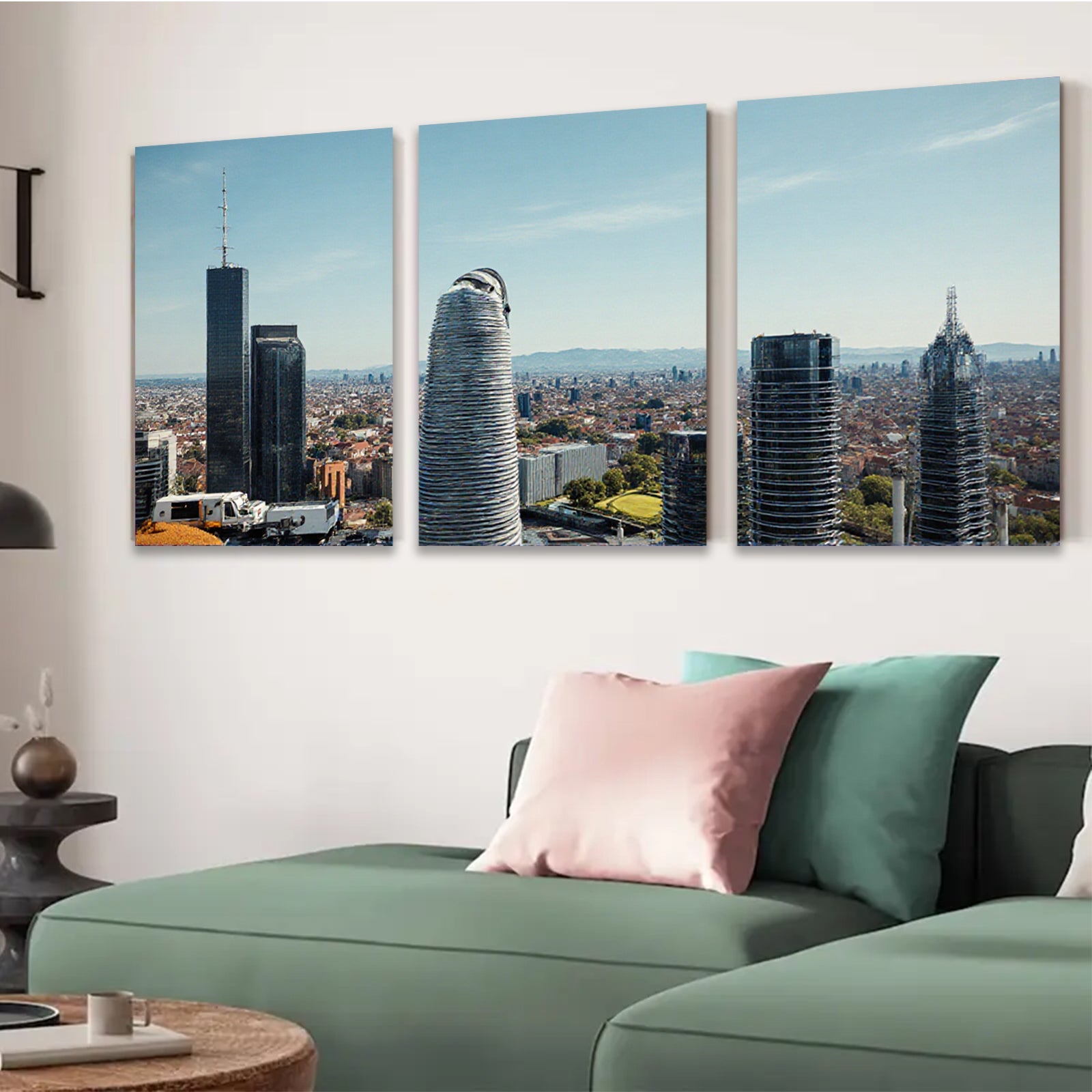 2D flat 1pc Mexico City Skyline Modern Tower Views Cityscape Wall Art Decor Living Room Bedroom Office Gallery Wrapped Canvas Prints Home Décor Farmhouse Rustic Teal Blue