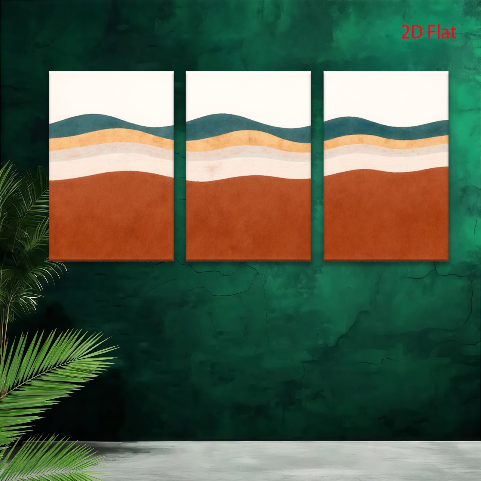 2D flat 1pc Mid Century Modern Abstract Wave Wall Art Living Room Bedroom Home Decor Gallery Wrapped Canvas Prints Textured Artwork Cozy Farmhouse Style