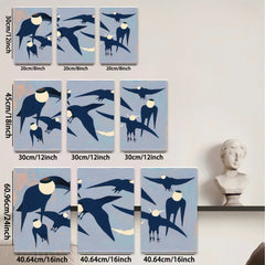2D flat 1pc Midnight Flight Abstract Birds Wall Art Modern Farmhouse Decor Living Room Bedroom Gallery Wrapped Canvas Prints Stylish Home Accents
