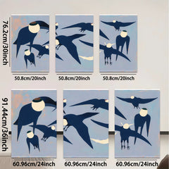 2D flat 1pc Midnight Flight Abstract Birds Wall Art Modern Farmhouse Decor Living Room Bedroom Gallery Wrapped Canvas Prints Stylish Home Accents