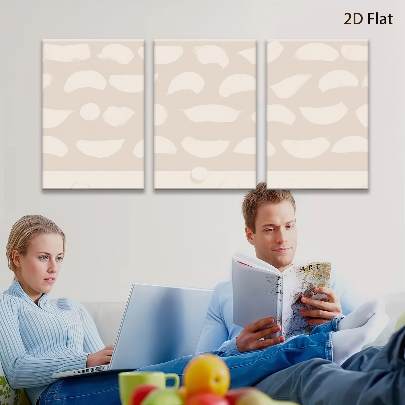 2D flat 1pc Minimalist Beige Abstract Shapes Wall Art Modern Farmhouse Decor Living Room Bedroom Canvas Prints Gallery Wrapped Ready to Hang Trending Now