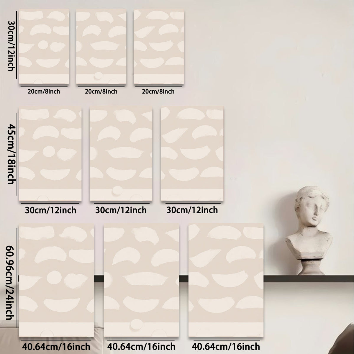 2D flat 1pc Minimalist Beige Abstract Shapes Wall Art Modern Farmhouse Decor Living Room Bedroom Canvas Prints Gallery Wrapped Ready to Hang Trending Now