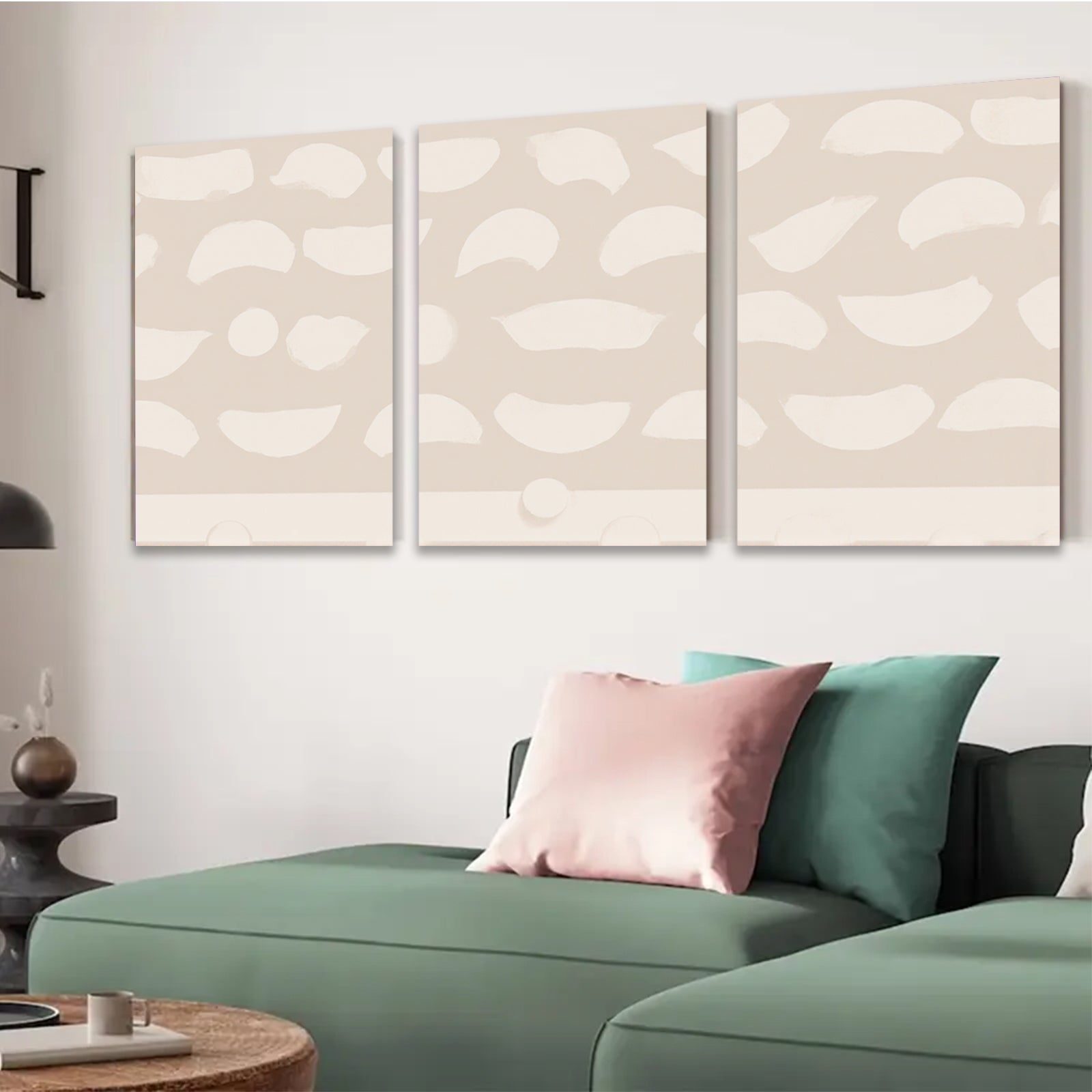2D flat 1pc Minimalist Beige Abstract Shapes Wall Art Modern Farmhouse Decor Living Room Bedroom Canvas Prints Gallery Wrapped Ready to Hang Trending Now