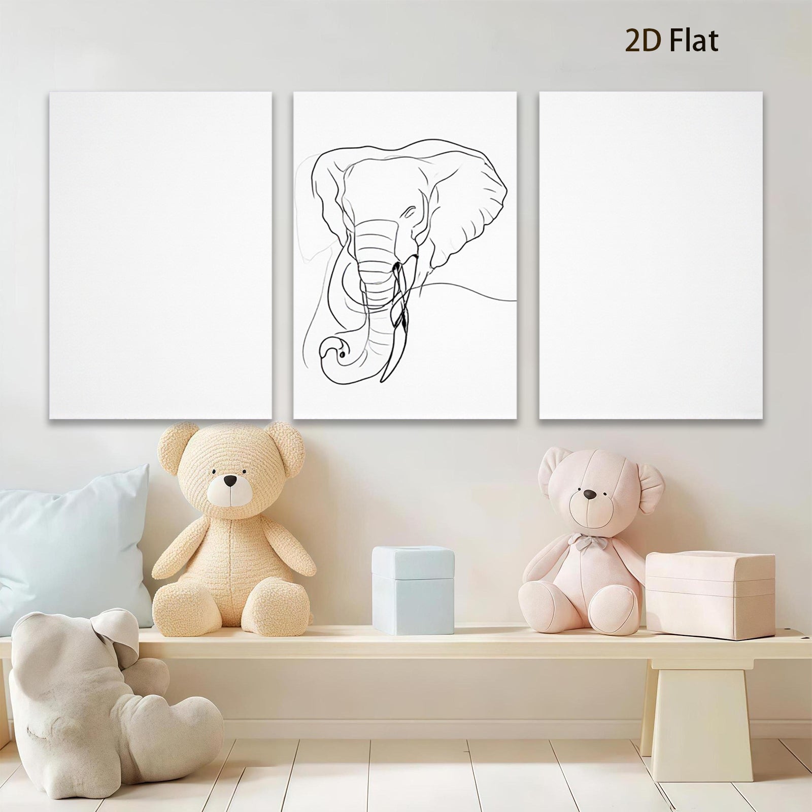 2D flat 1pc Minimalist Elephant Line Art Wall Decor Modern Farmhouse Living Room Bedroom Canvas Prints Gallery Wrapped Art Home Decor Gift Ideas Trending Now
