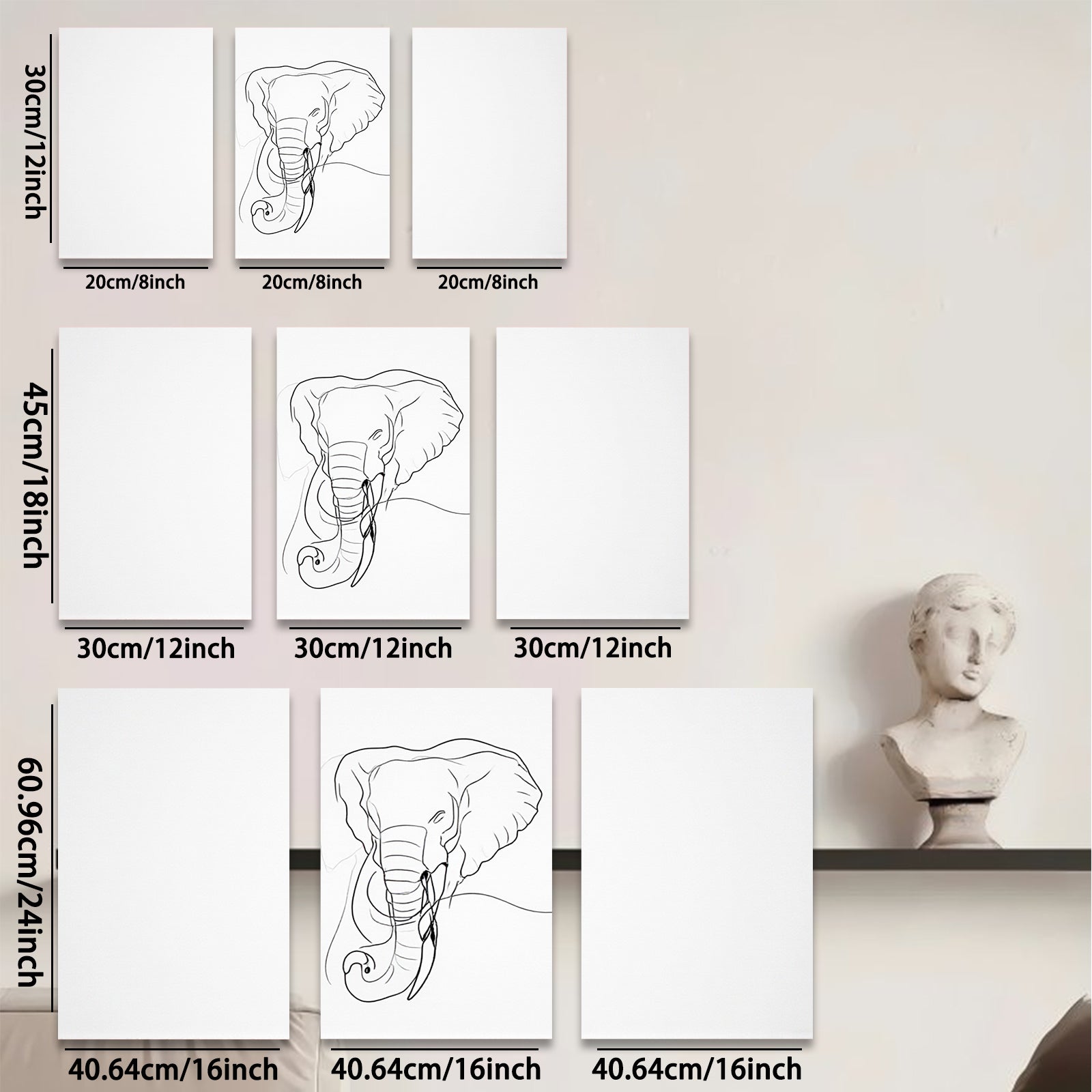 2D flat 1pc Minimalist Elephant Line Art Wall Decor Modern Farmhouse Living Room Bedroom Canvas Prints Gallery Wrapped Art Home Decor Gift Ideas Trending Now