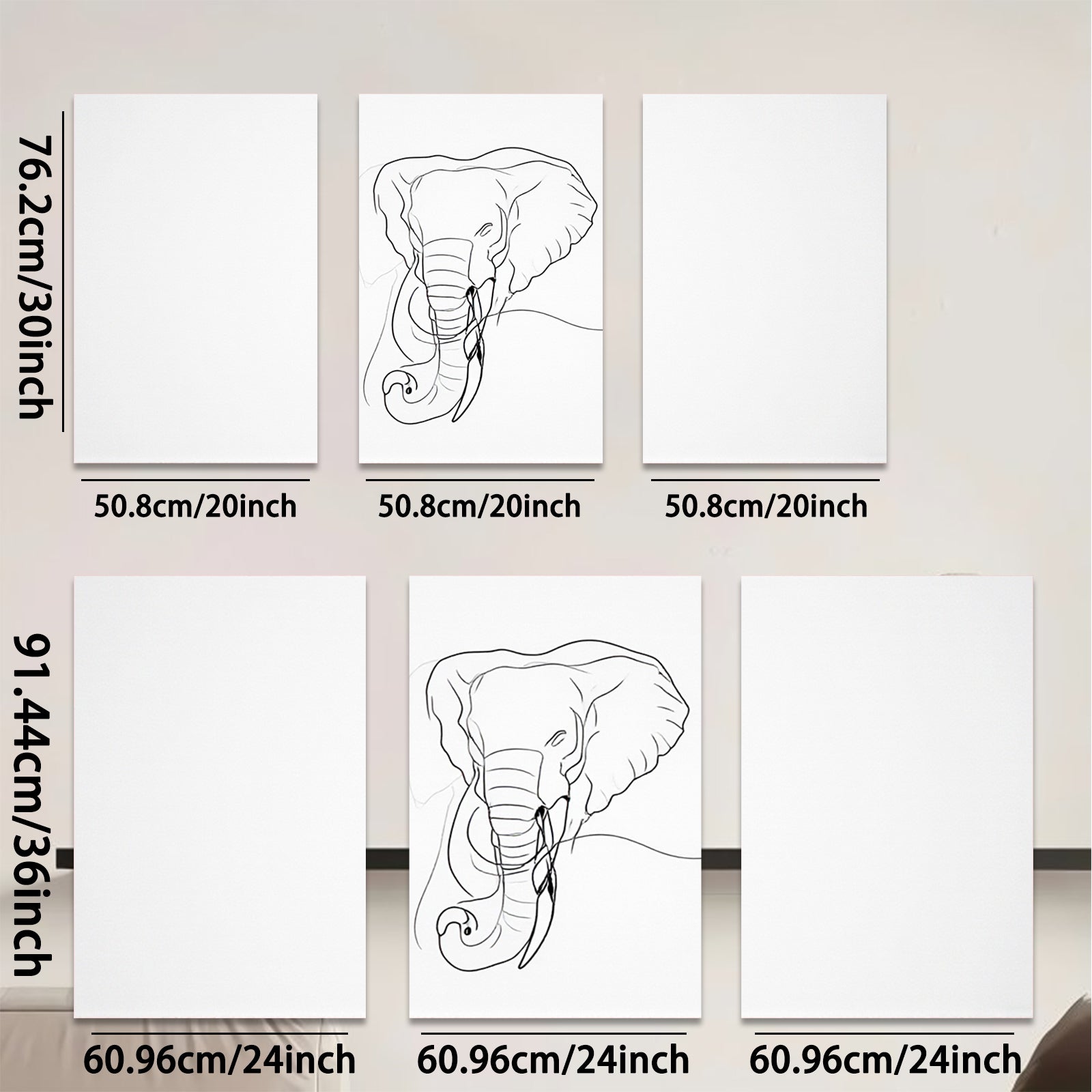 2D flat 1pc Minimalist Elephant Line Art Wall Decor Modern Farmhouse Living Room Bedroom Canvas Prints Gallery Wrapped Art Home Decor Gift Ideas Trending Now