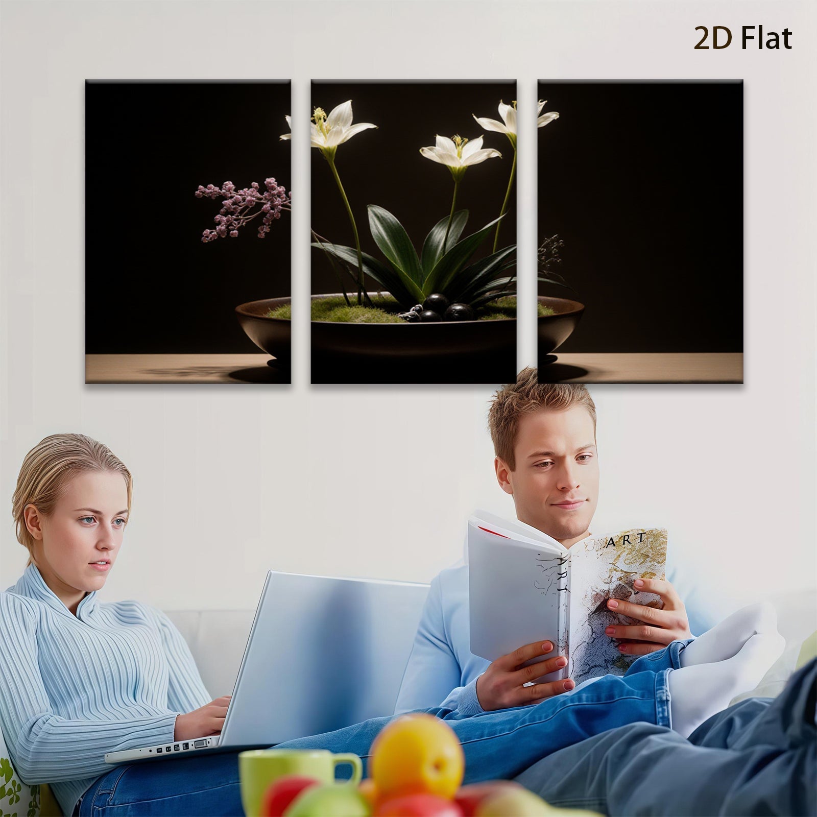 2D flat 1pc Minimalist White Lily Floral Still Life Botanical Wall Art Living Room Bedroom Home Decor Modern Farmhouse Gallery Wrapped Canvas Prints