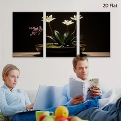 2D flat 1pc Minimalist White Lily Floral Still Life Botanical Wall Art Living Room Bedroom Home Decor Modern Farmhouse Gallery Wrapped Canvas Prints
