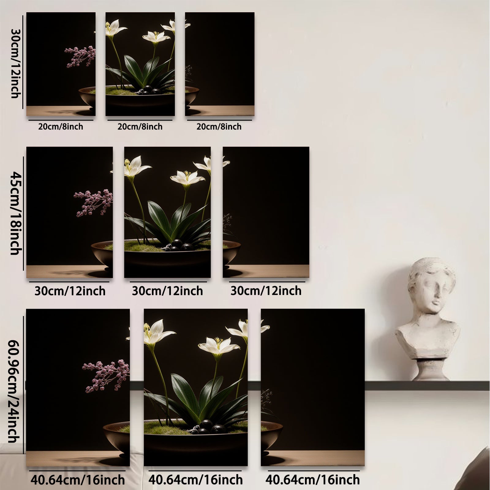 2D flat 1pc Minimalist White Lily Floral Still Life Botanical Wall Art Living Room Bedroom Home Decor Modern Farmhouse Gallery Wrapped Canvas Prints