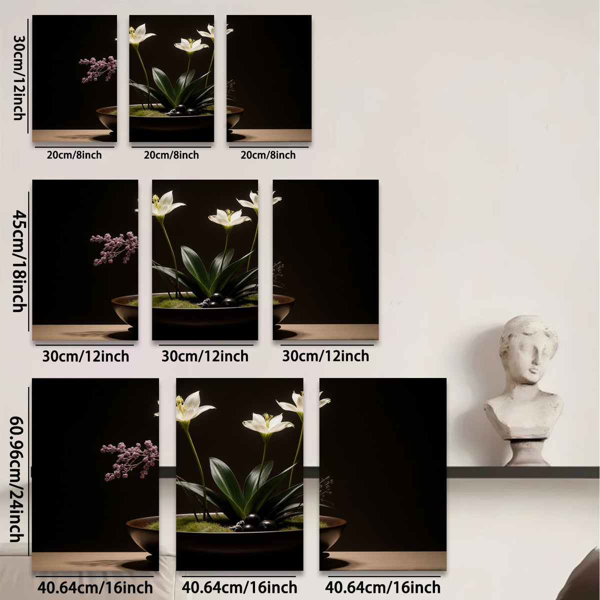 2D flat 1pc Minimalist White Lily Floral Still Life Botanical Wall Art Living Room Bedroom Home Decor Modern Farmhouse Gallery Wrapped Canvas Prints