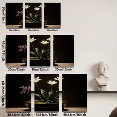 2D flat 1pc Minimalist White Lily Floral Still Life Botanical Wall Art Living Room Bedroom Home Decor Modern Farmhouse Gallery Wrapped Canvas Prints