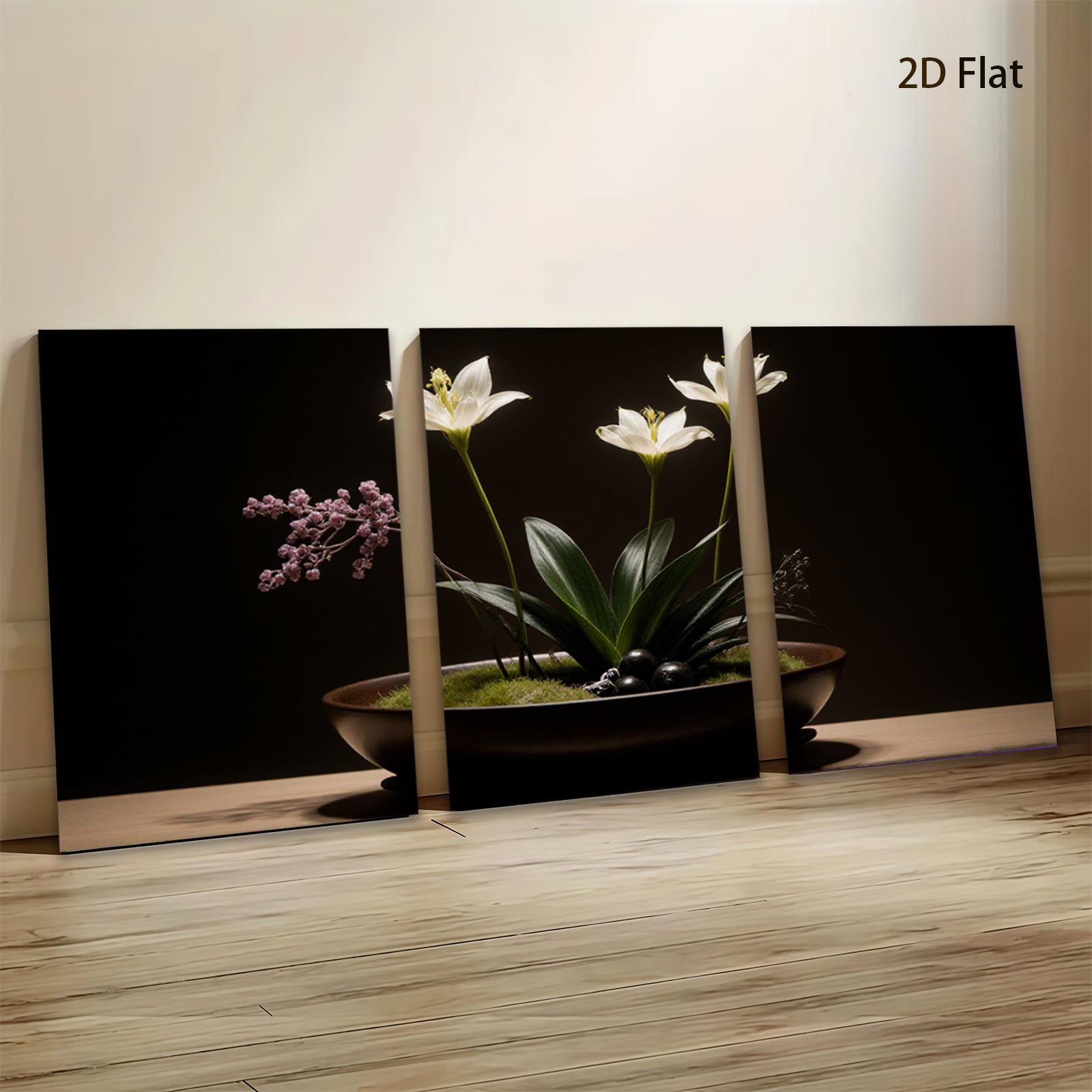 2D flat 1pc Minimalist White Lily Floral Still Life Botanical Wall Art Living Room Bedroom Home Decor Modern Farmhouse Gallery Wrapped Canvas Prints
