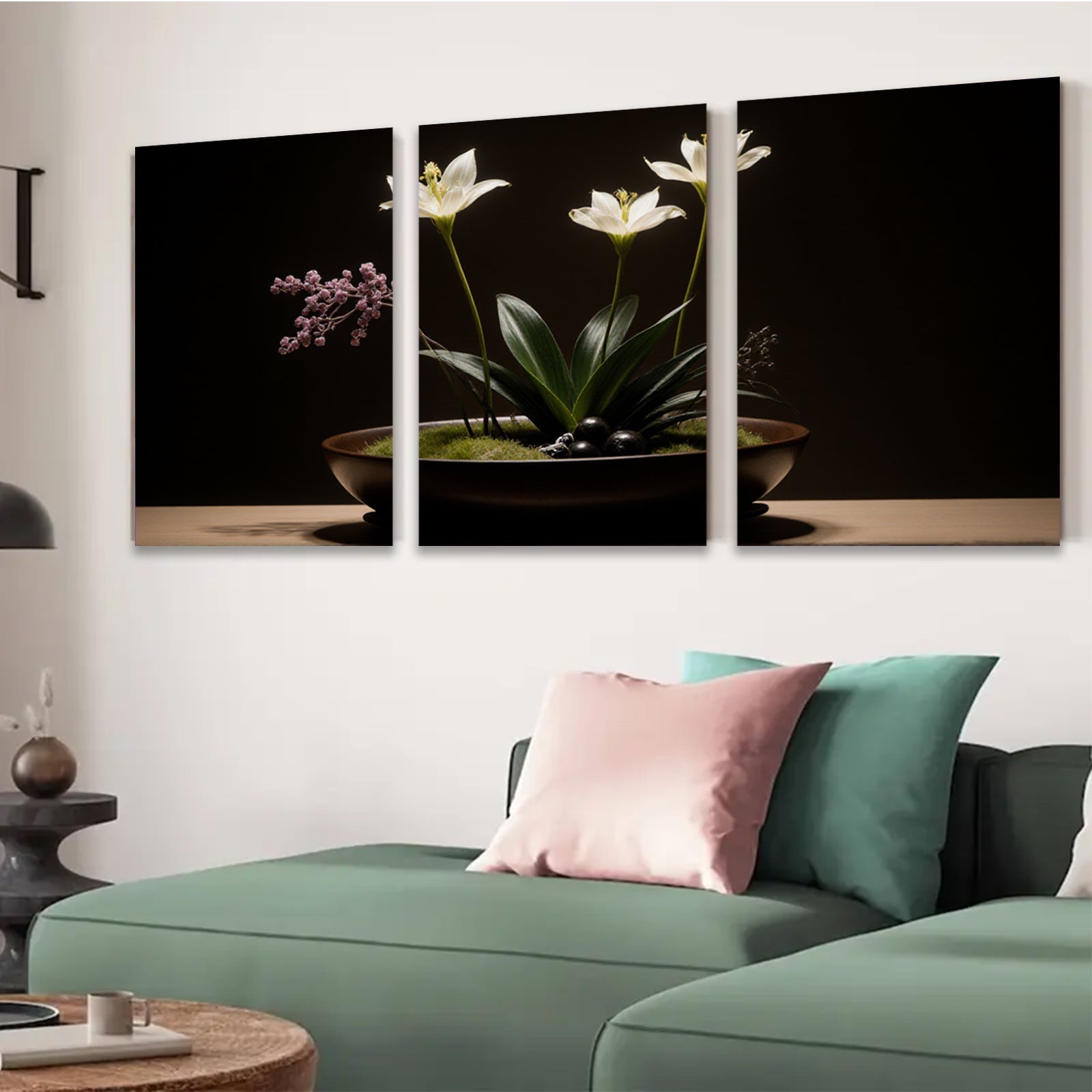 2D flat 1pc Minimalist White Lily Floral Still Life Botanical Wall Art Living Room Bedroom Home Decor Modern Farmhouse Gallery Wrapped Canvas Prints