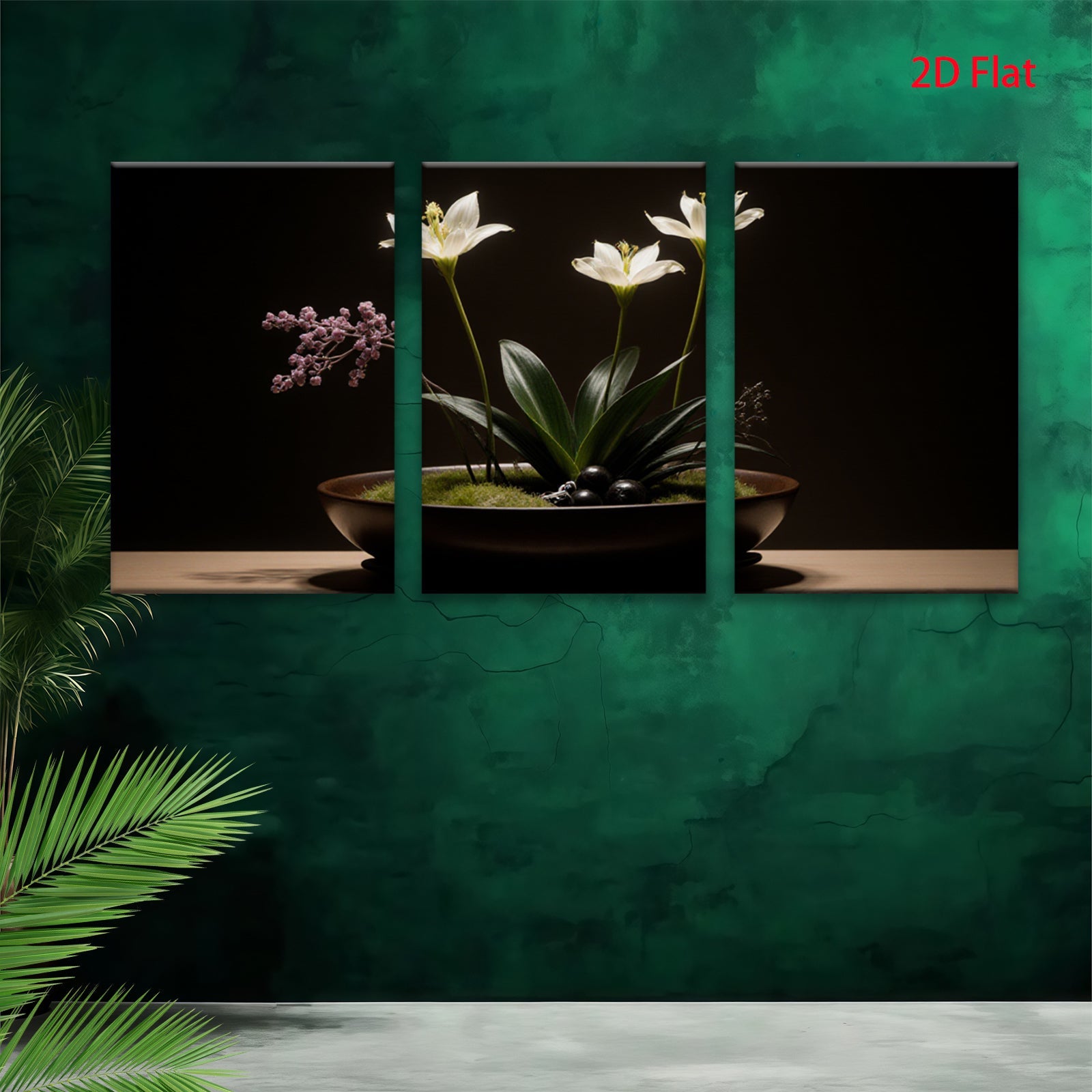 2D flat 1pc Minimalist White Lily Floral Still Life Botanical Wall Art Living Room Bedroom Home Decor Modern Farmhouse Gallery Wrapped Canvas Prints