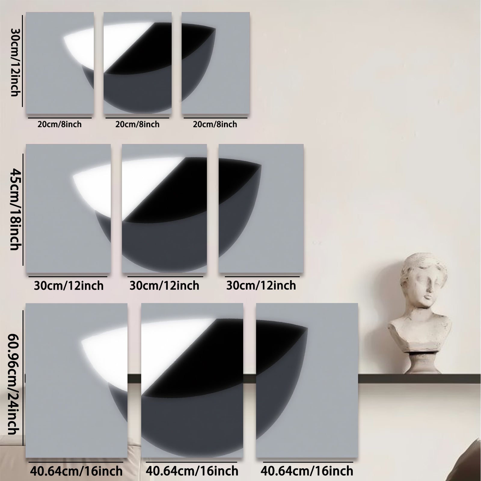2D flat 1pc Minimalist abstract sphere art wall decor modern farmhouse living room bedroom canvas prints gallery wrapped ready to hang oversized statement piece
