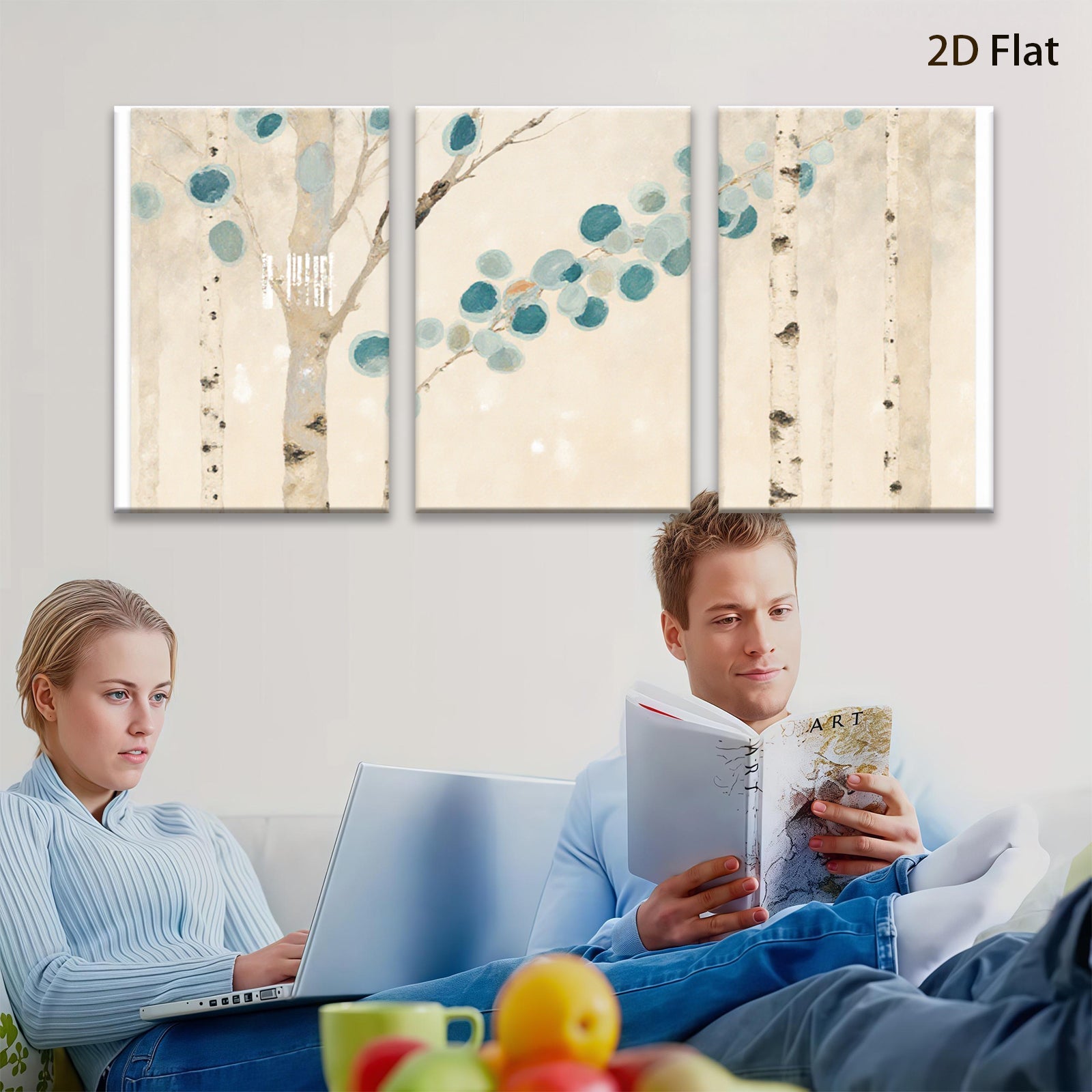 2D flat 1pc Minimalist birch trees botanical wall art print for living room bedroom home decor farmhouse style canvas prints modern art