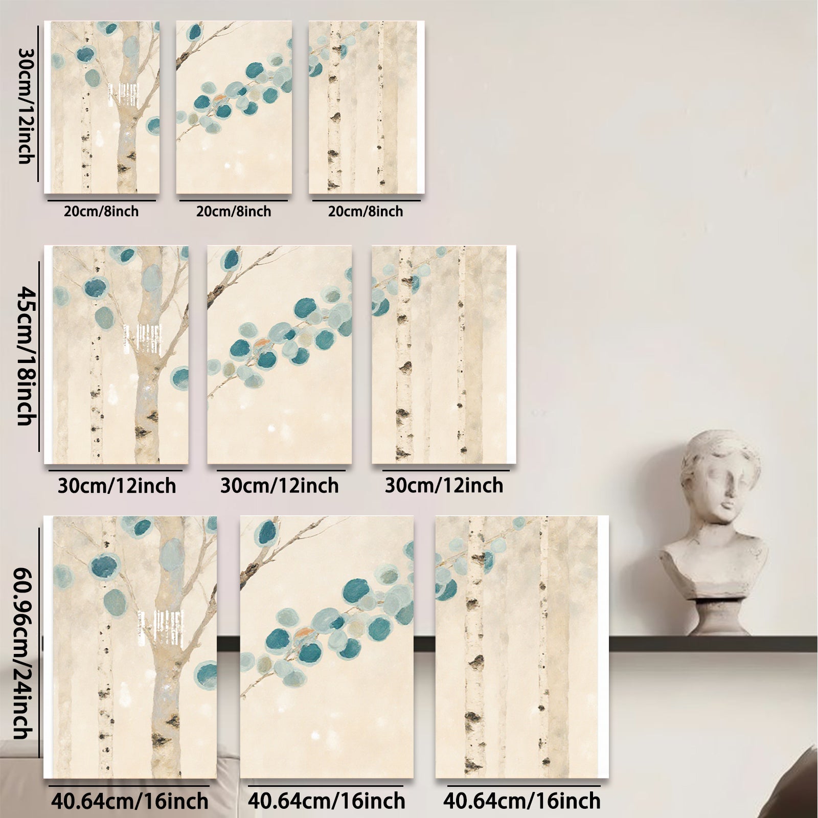 2D flat 1pc Minimalist birch trees botanical wall art print for living room bedroom home decor farmhouse style canvas prints modern art