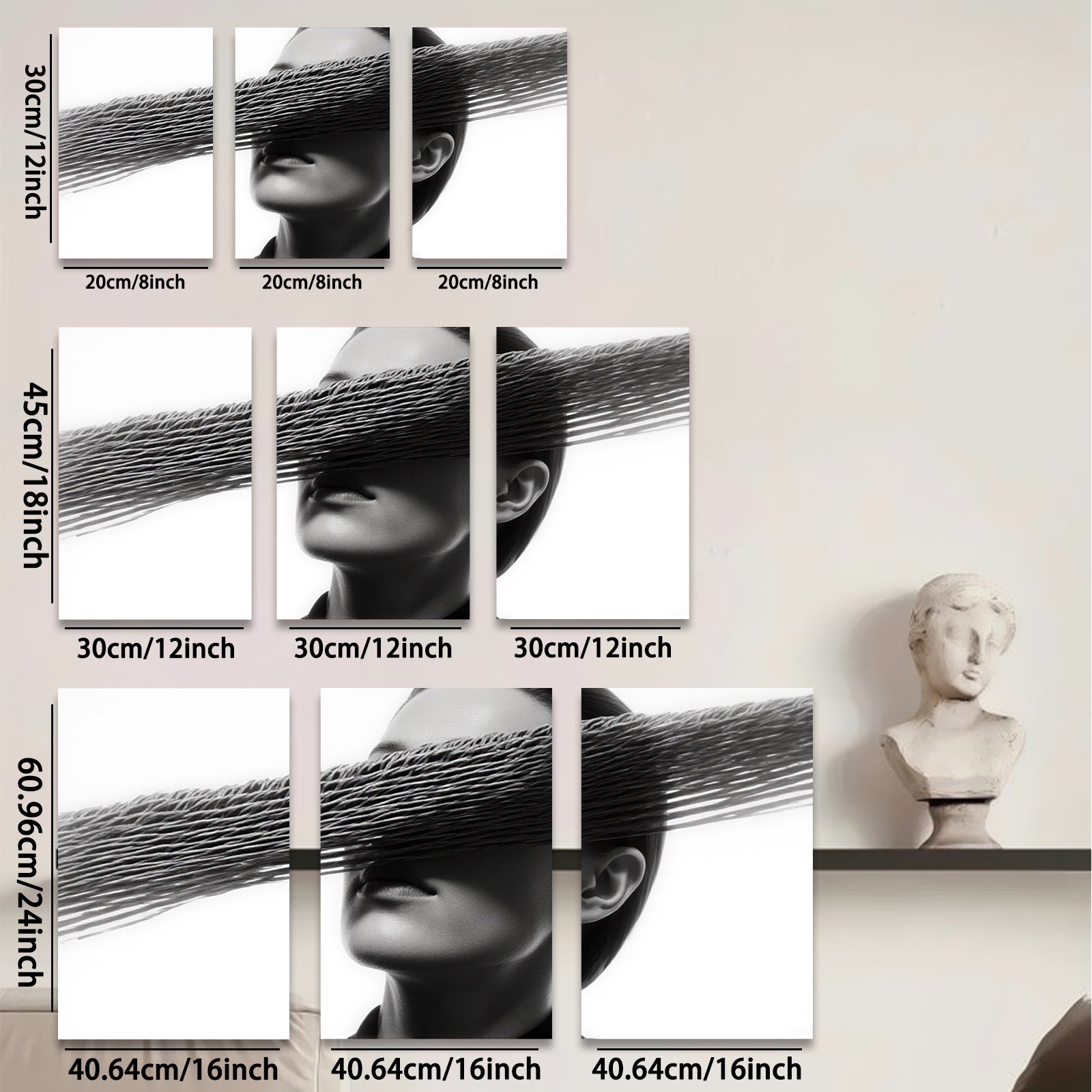 2D flat 1pc Minimalist face portrait modern wall art for living room bedroom office gallery wrapped canvas prints farmhouse decor botanical style