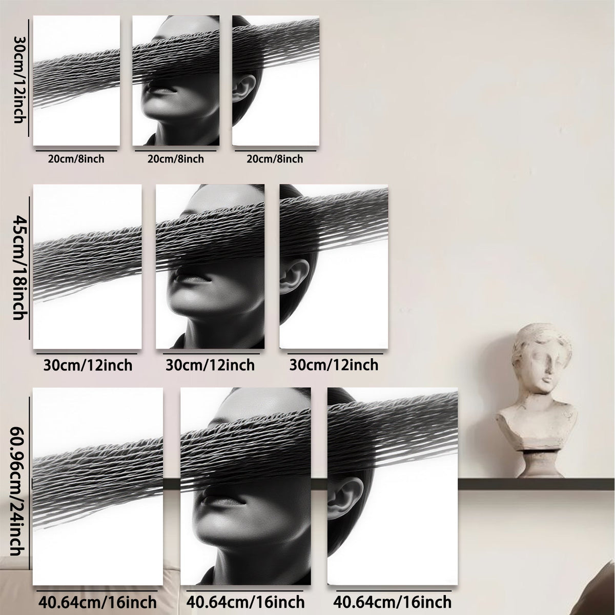 2D flat 1pc Minimalist face portrait modern wall art for living room bedroom office gallery wrapped canvas prints farmhouse decor botanical style