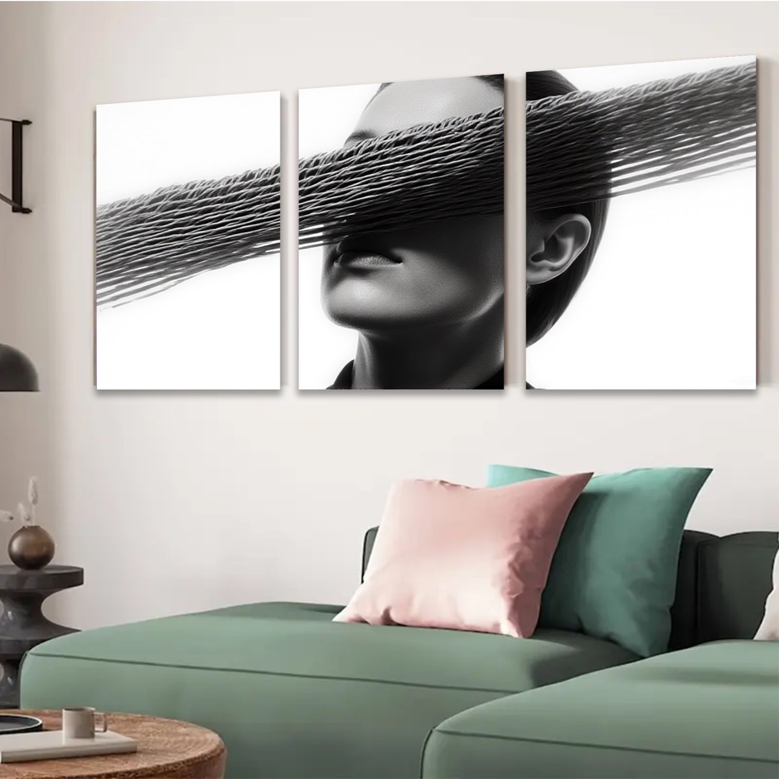 2D flat 1pc Minimalist face portrait modern wall art for living room bedroom office gallery wrapped canvas prints farmhouse decor botanical style