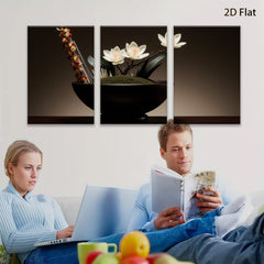 2D flat 1pc Minimalist floral bowl arrangement serene botanical wall art dining room living room bedroom modern farmhouse gallery wrapped canvas prints