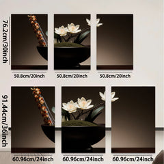 2D flat 1pc Minimalist floral bowl arrangement serene botanical wall art dining room living room bedroom modern farmhouse gallery wrapped canvas prints