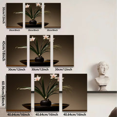 2D flat 1pc Minimalist floral still life botanical art dining room bedroom gallery wrapped canvas modern farmhouse wall decor