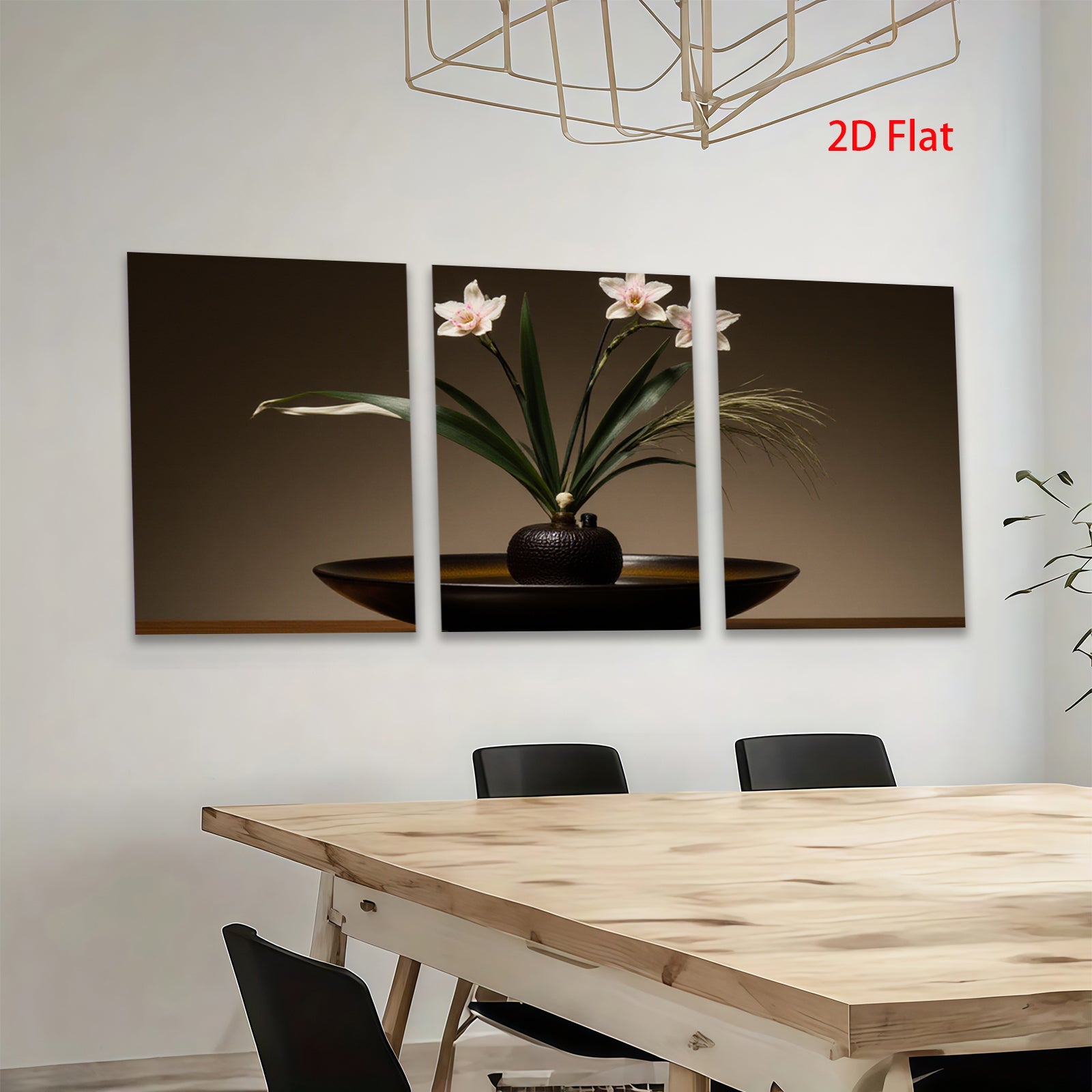 2D flat 1pc Minimalist floral still life botanical art dining room bedroom gallery wrapped canvas modern farmhouse wall decor