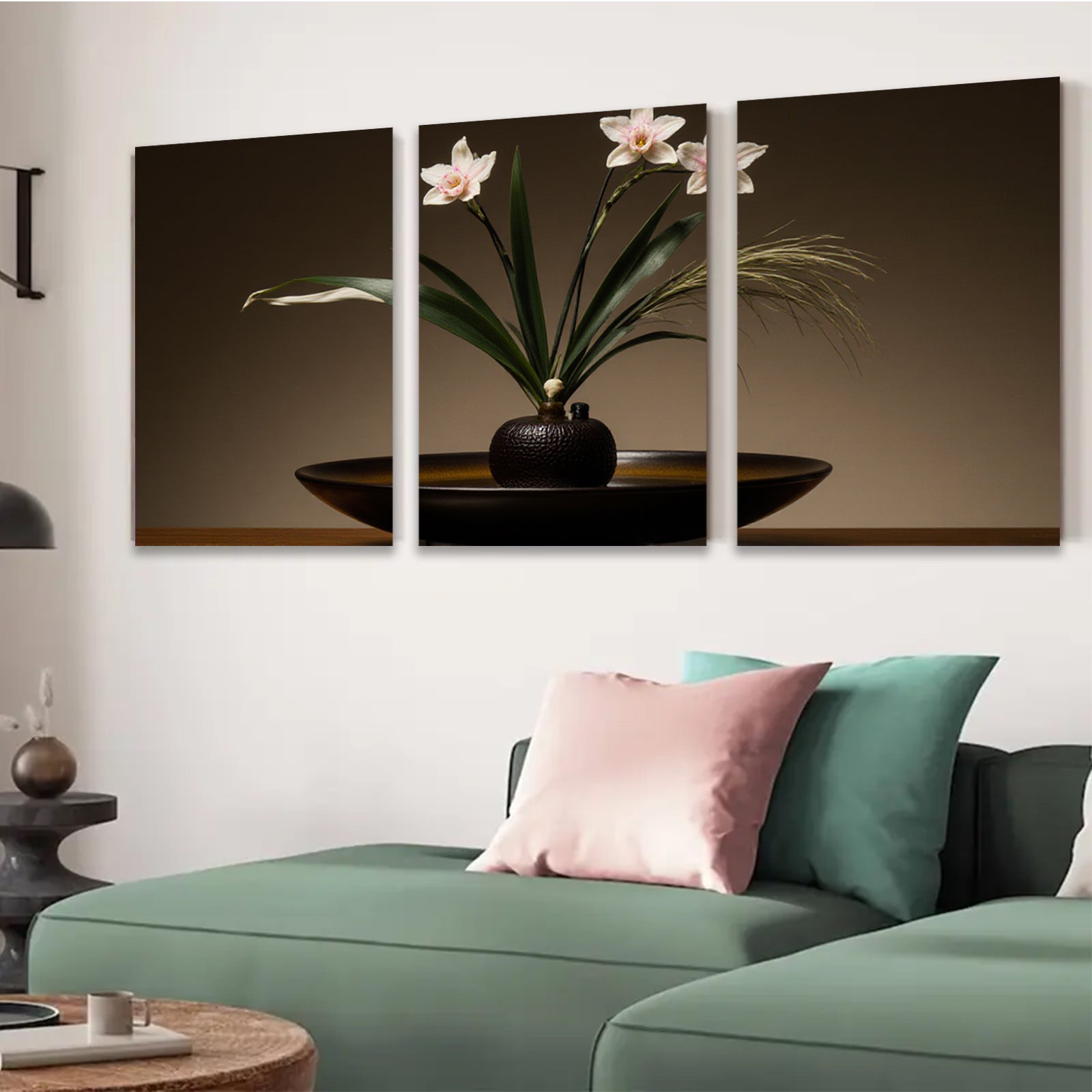 2D flat 1pc Minimalist floral still life botanical art dining room bedroom gallery wrapped canvas modern farmhouse wall decor