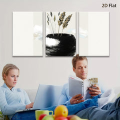2D flat 1pc Minimalist vase with wheat stalks farmhouse wall art for living room bedroom gallery wrapped canvas print modern botanical decor