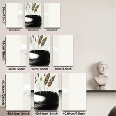 2D flat 1pc Minimalist vase with wheat stalks farmhouse wall art for living room bedroom gallery wrapped canvas print modern botanical decor