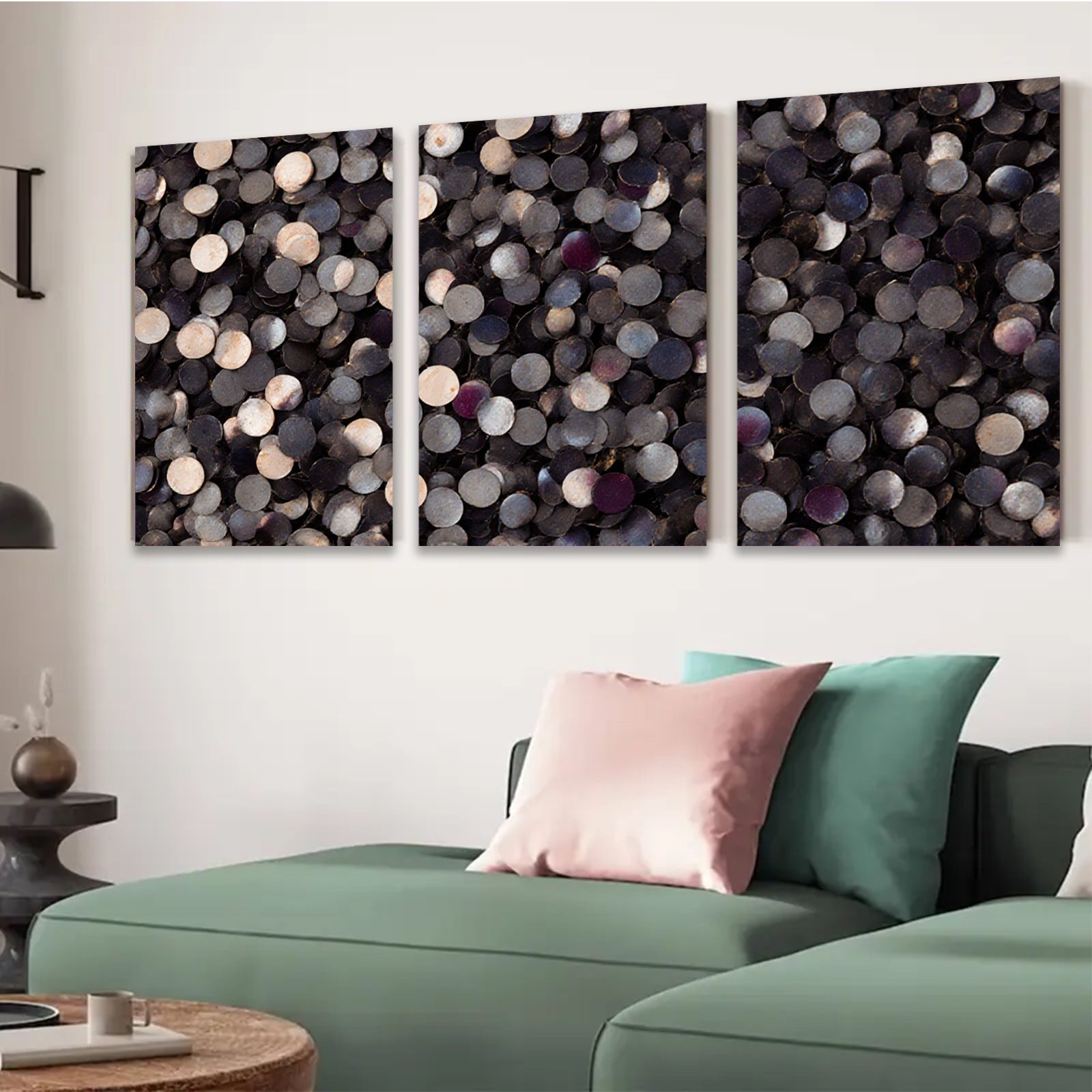 2D flat 1pc Modern Abstract Circles Navy Blue Wall Decor Living Room Bedroom Canvas Art Farmhouse Style Gallery Wrapped Teal Gray Home Accents
