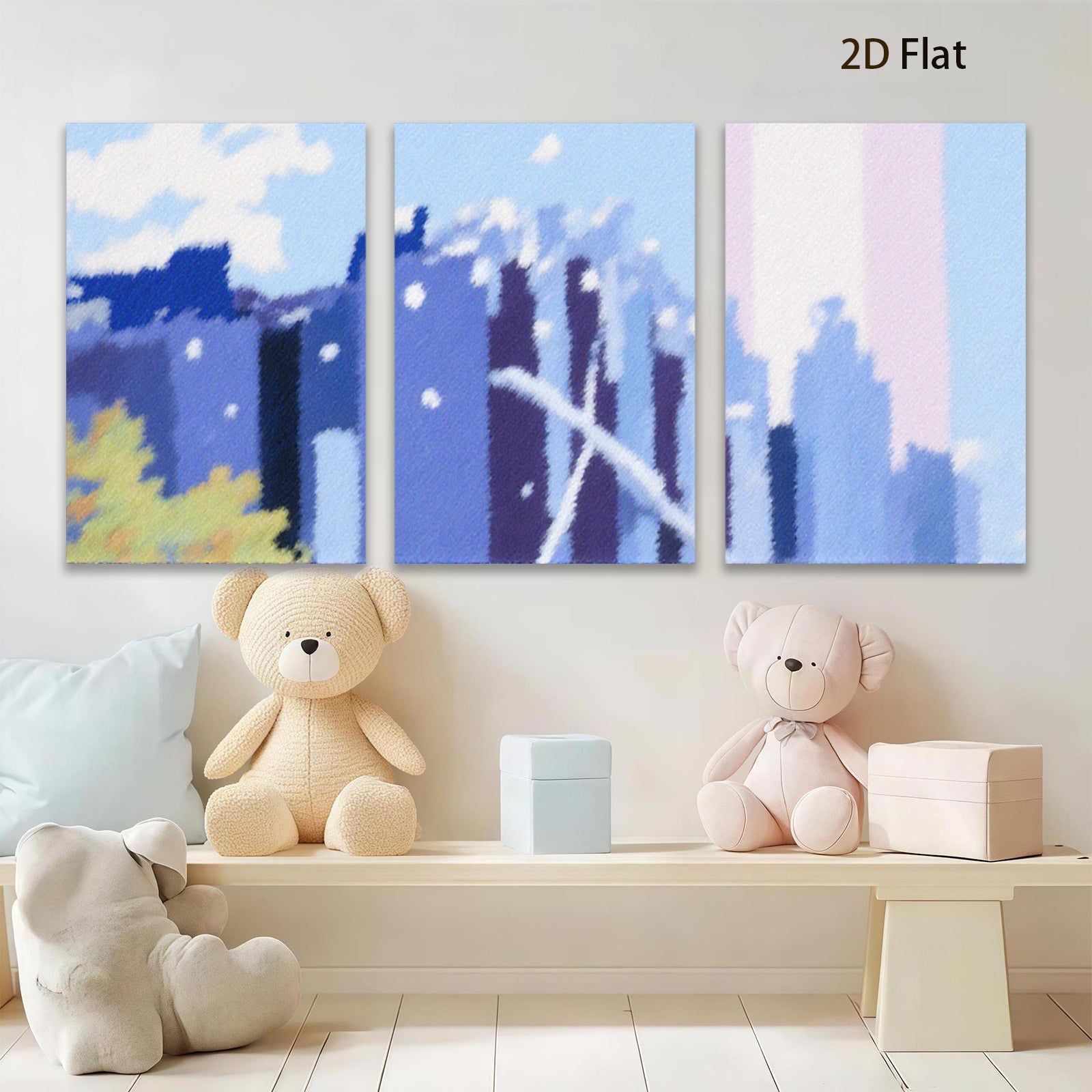 2D flat 1pc Modern Abstract Cityscape Wall Art Canvas Prints for Living Room Bedroom Home Office Decor Farmhouse Style Gallery Wrapped Ready to Hang