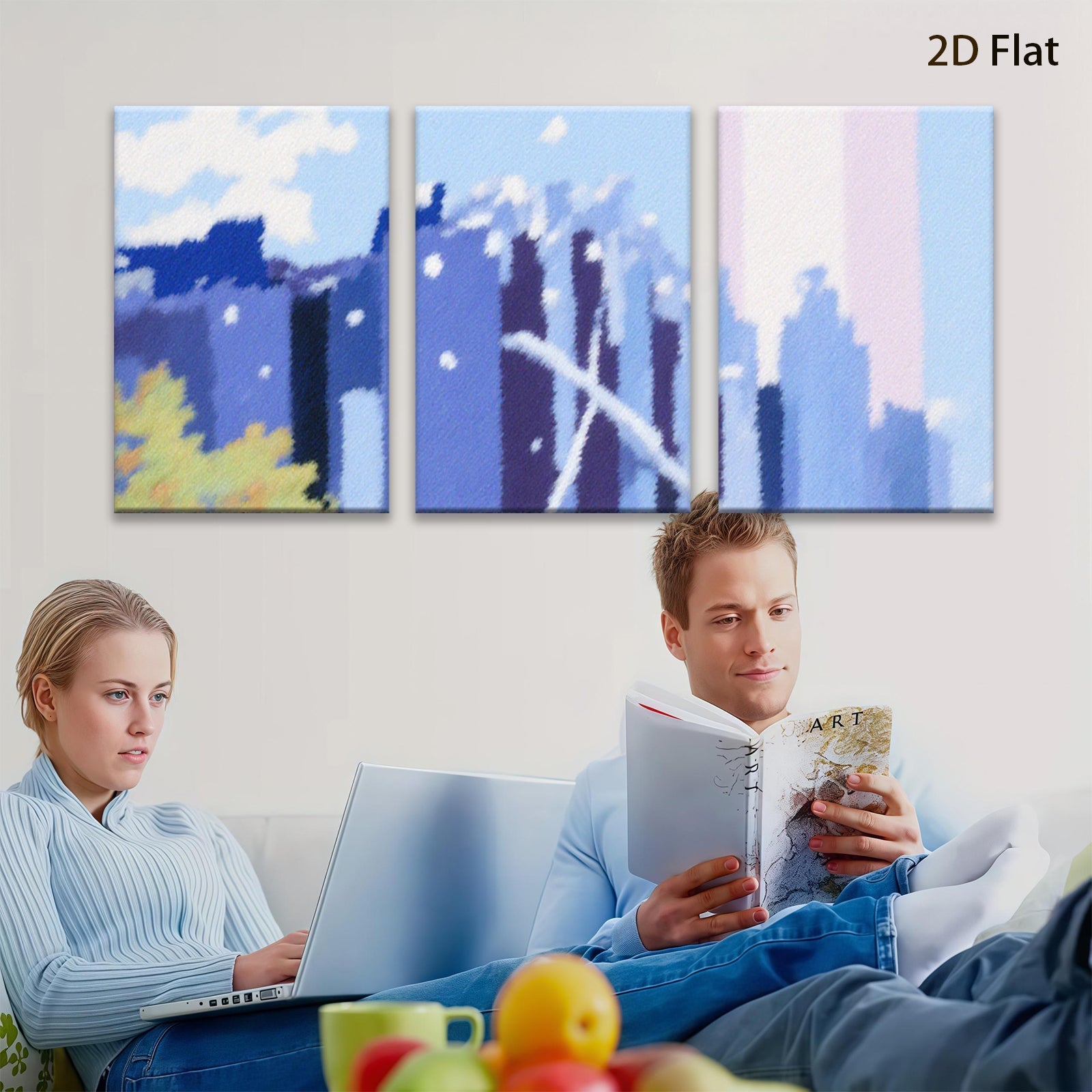 2D flat 1pc Modern Abstract Cityscape Wall Art Canvas Prints for Living Room Bedroom Home Office Decor Farmhouse Style Gallery Wrapped Ready to Hang