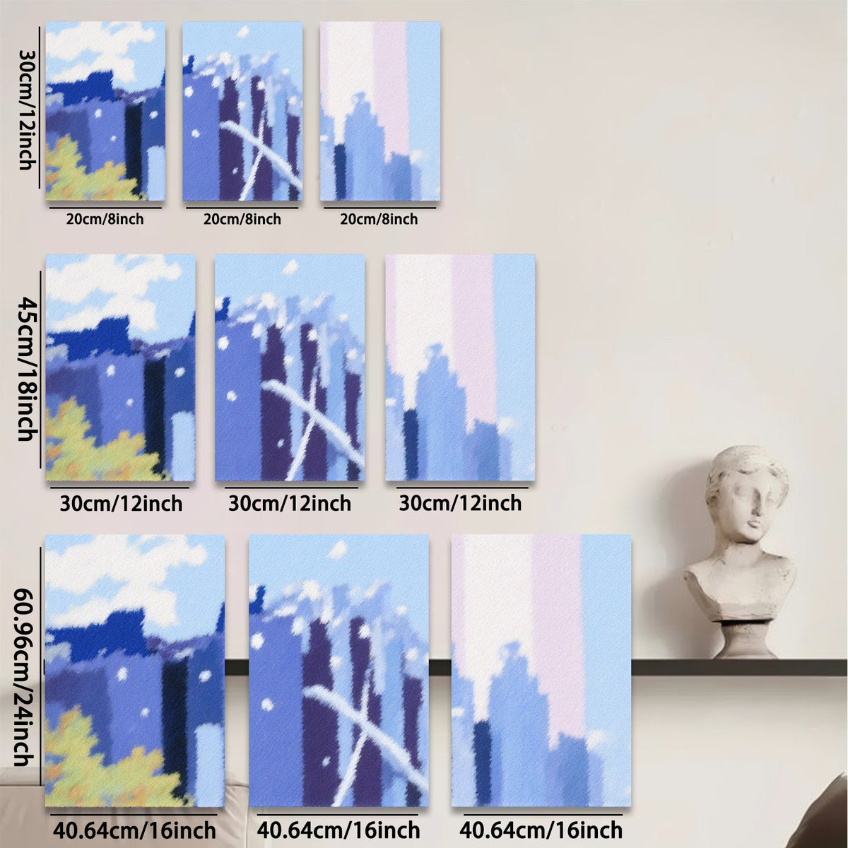 2D flat 1pc Modern Abstract Cityscape Wall Art Canvas Prints for Living Room Bedroom Home Office Decor Farmhouse Style Gallery Wrapped Ready to Hang