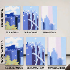 2D flat 1pc Modern Abstract Cityscape Wall Art Canvas Prints for Living Room Bedroom Home Office Decor Farmhouse Style Gallery Wrapped Ready to Hang