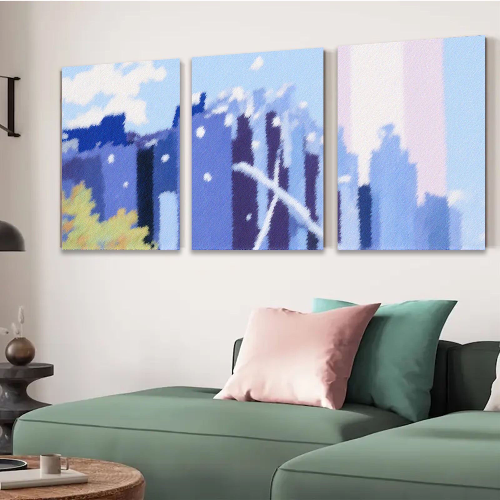 2D flat 1pc Modern Abstract Cityscape Wall Art Canvas Prints for Living Room Bedroom Home Office Decor Farmhouse Style Gallery Wrapped Ready to Hang