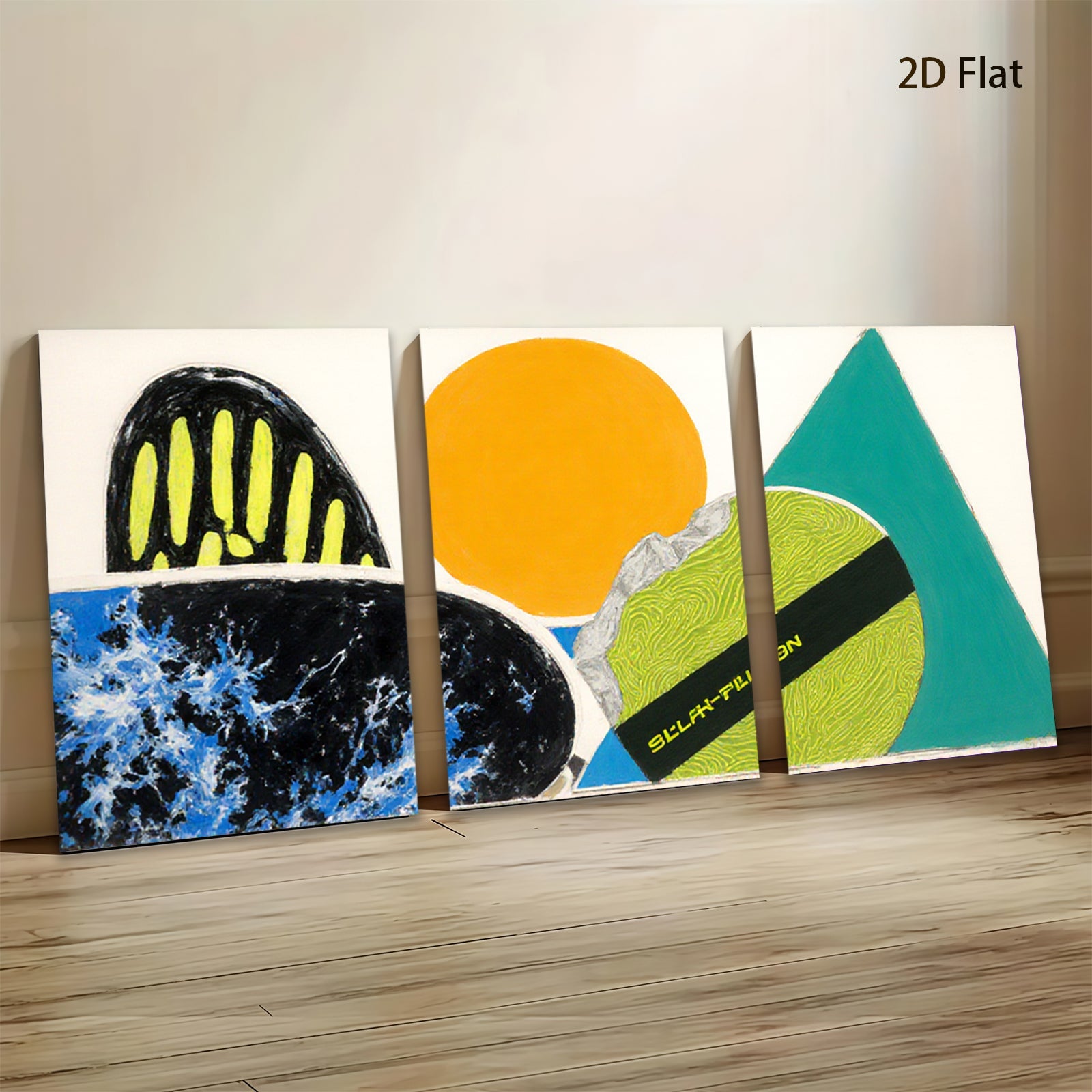 2D flat 1pc Modern Abstract Geometric Canvas Wall Art Decor Living Room Bedroom Office Gallery Wrapped Ready to Hang Farmhouse Style