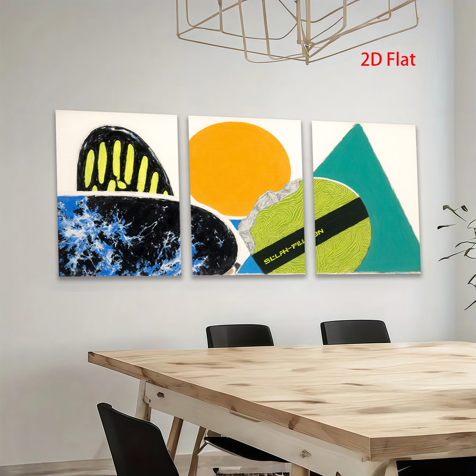 2D flat 1pc Modern Abstract Geometric Canvas Wall Art Decor Living Room Bedroom Office Gallery Wrapped Ready to Hang Farmhouse Style